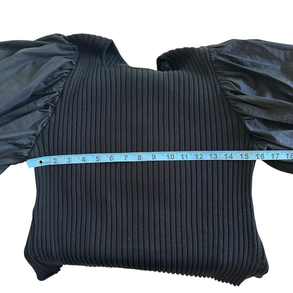 NWT Arula women’s XL “X” Black Puff Sleeve Crop Top Tie Back Stretchy Boho New - Picture 4 of 7